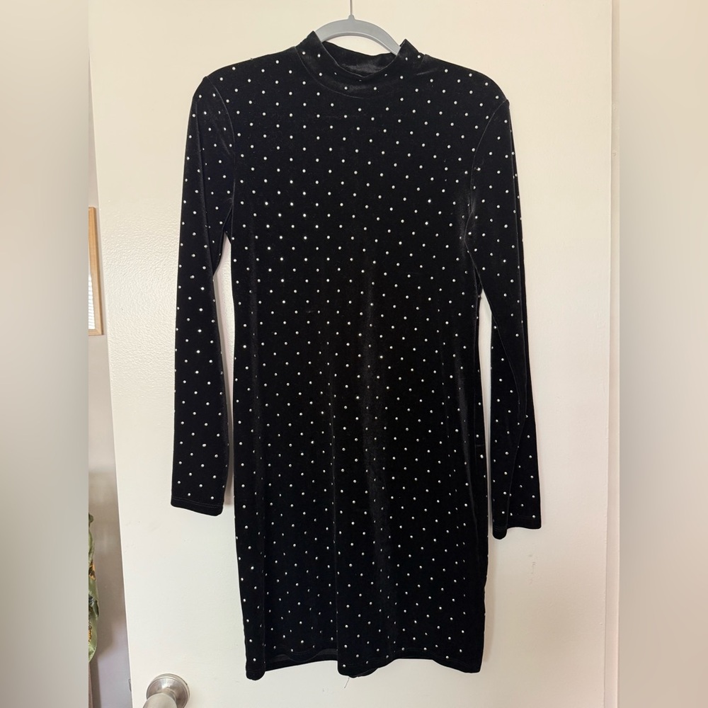 H&M Black Mini Dress silver rhinestones